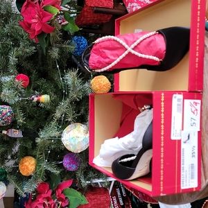 Rene Caovilla Slingback Black Satin Shoes